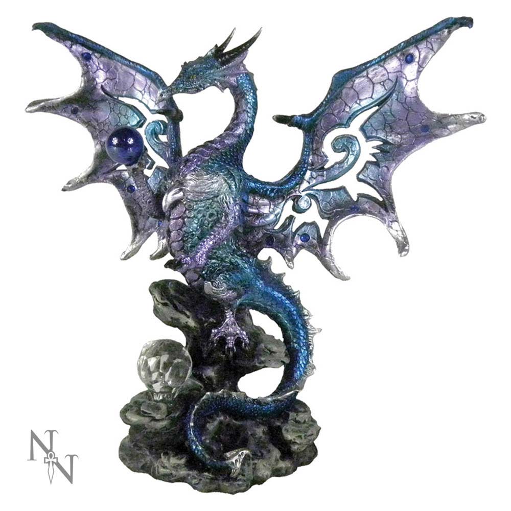 Blue Dragon Protector 20.5cm Metallic Dragon Ornament