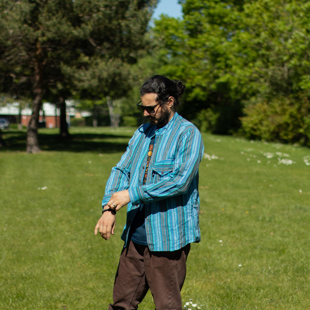 Nomad Sari Grandad Shirt - Turquoise - XL