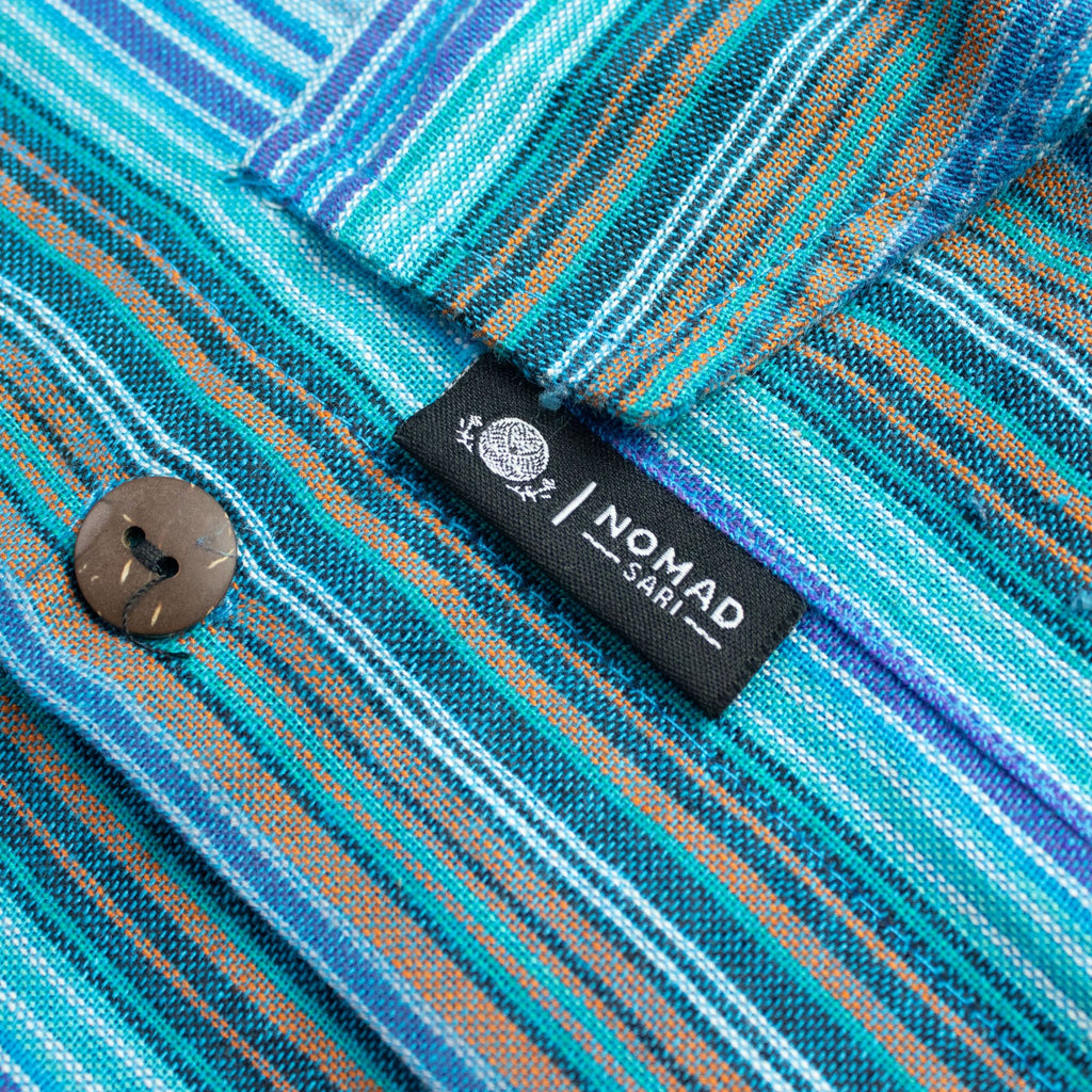 Nomad Sari Grandad Shirt - Turquoise - XL