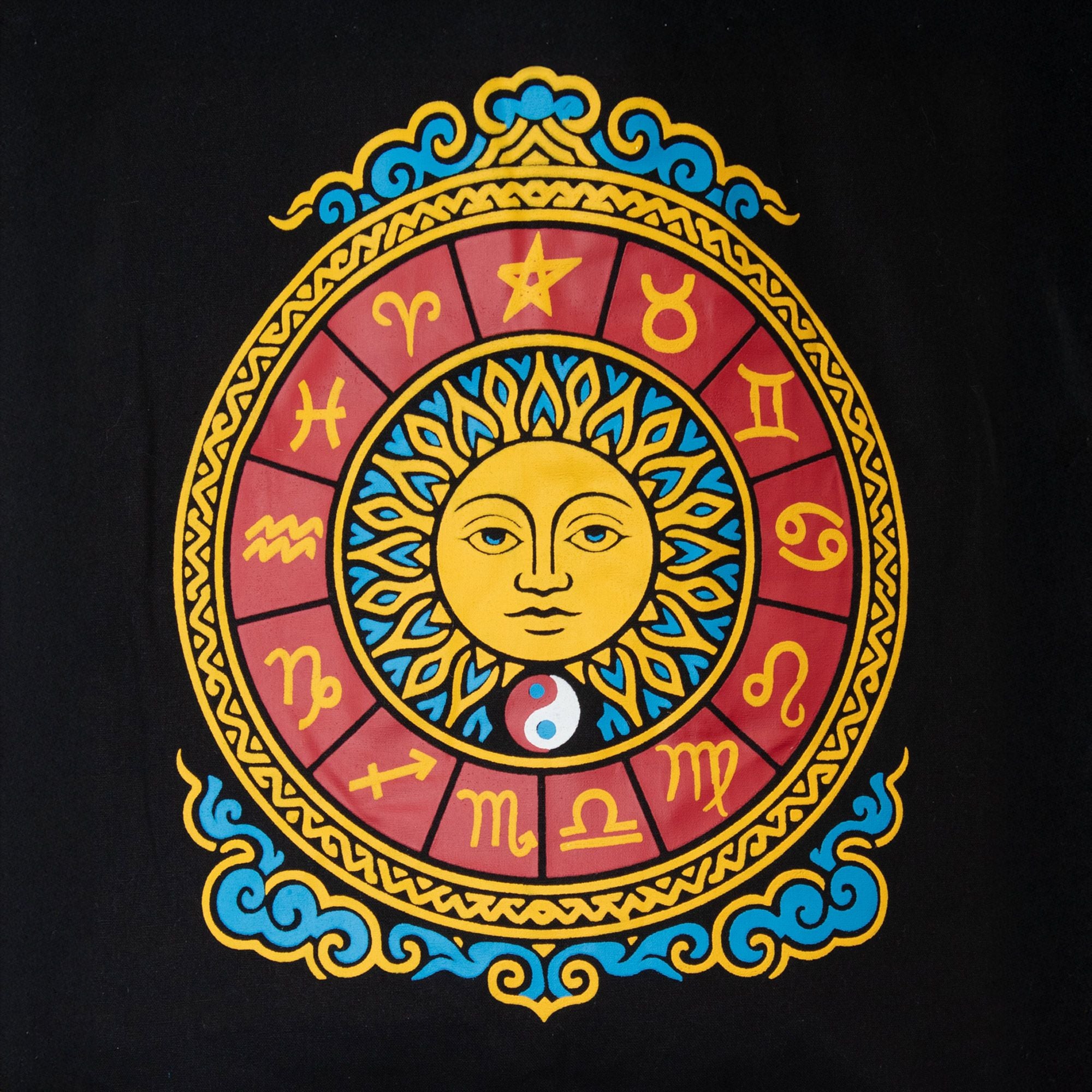 Iconic Classic Tote Bag - Zodiac Sun - Black 6oz