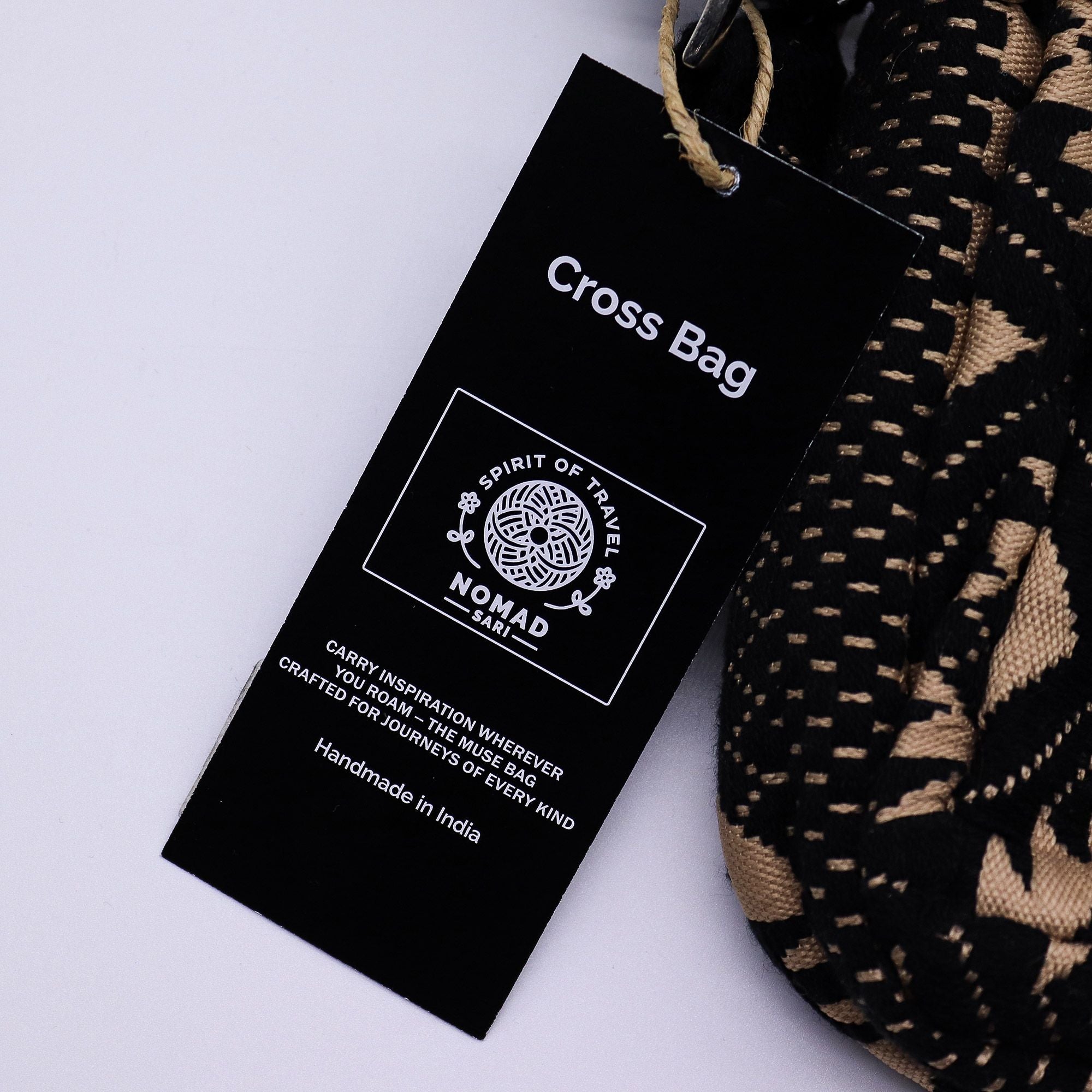 Nomad Sari Jacquard Natural Cross Bag - Desert Loom
