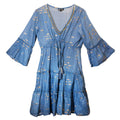 Nomad Sari Sea Blue & Gold Fish Print Dress (L/XL)