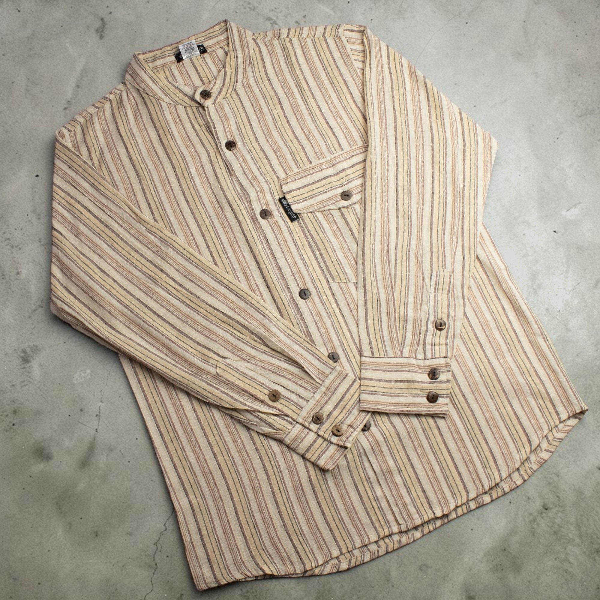 Nomad Sari Grandad Shirt - Brown Beige - Large