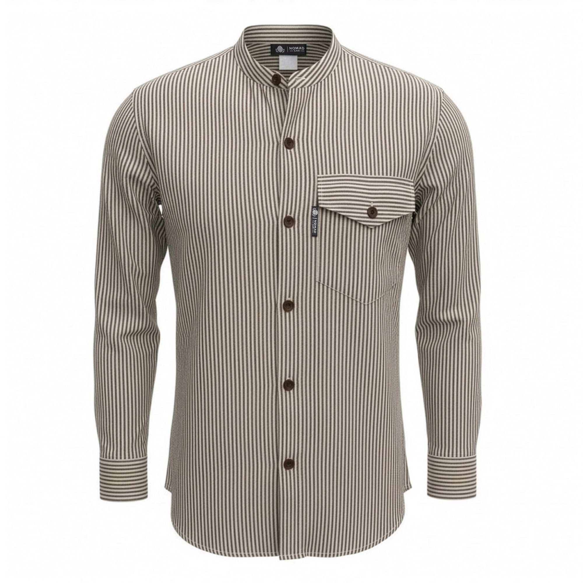 Nomad Sari Grandad Shirt - Grey Stone - XL