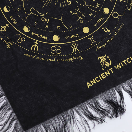 Ancient Witch Pendulum Divination Cloth - All Seeing Eye - Black & Gold