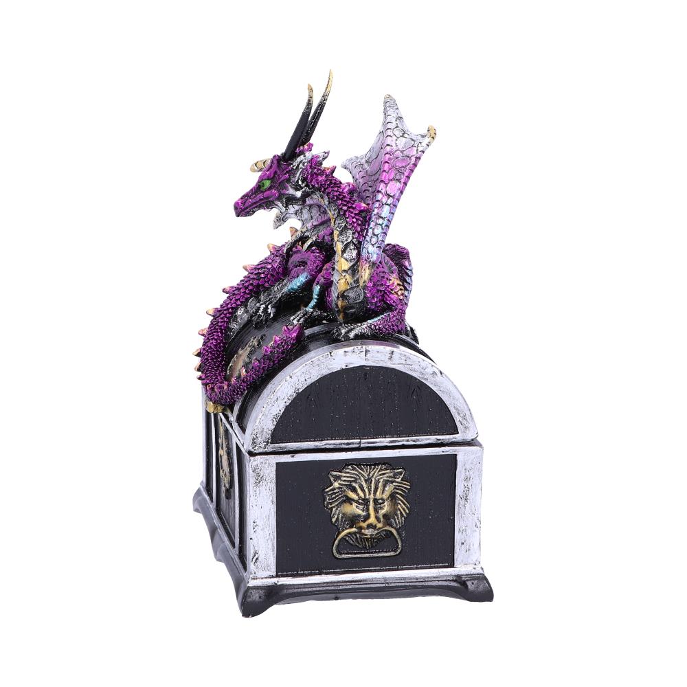 Reptilian Riches 15cm - Dragon Sitting on a Treasure Chest Storage Box