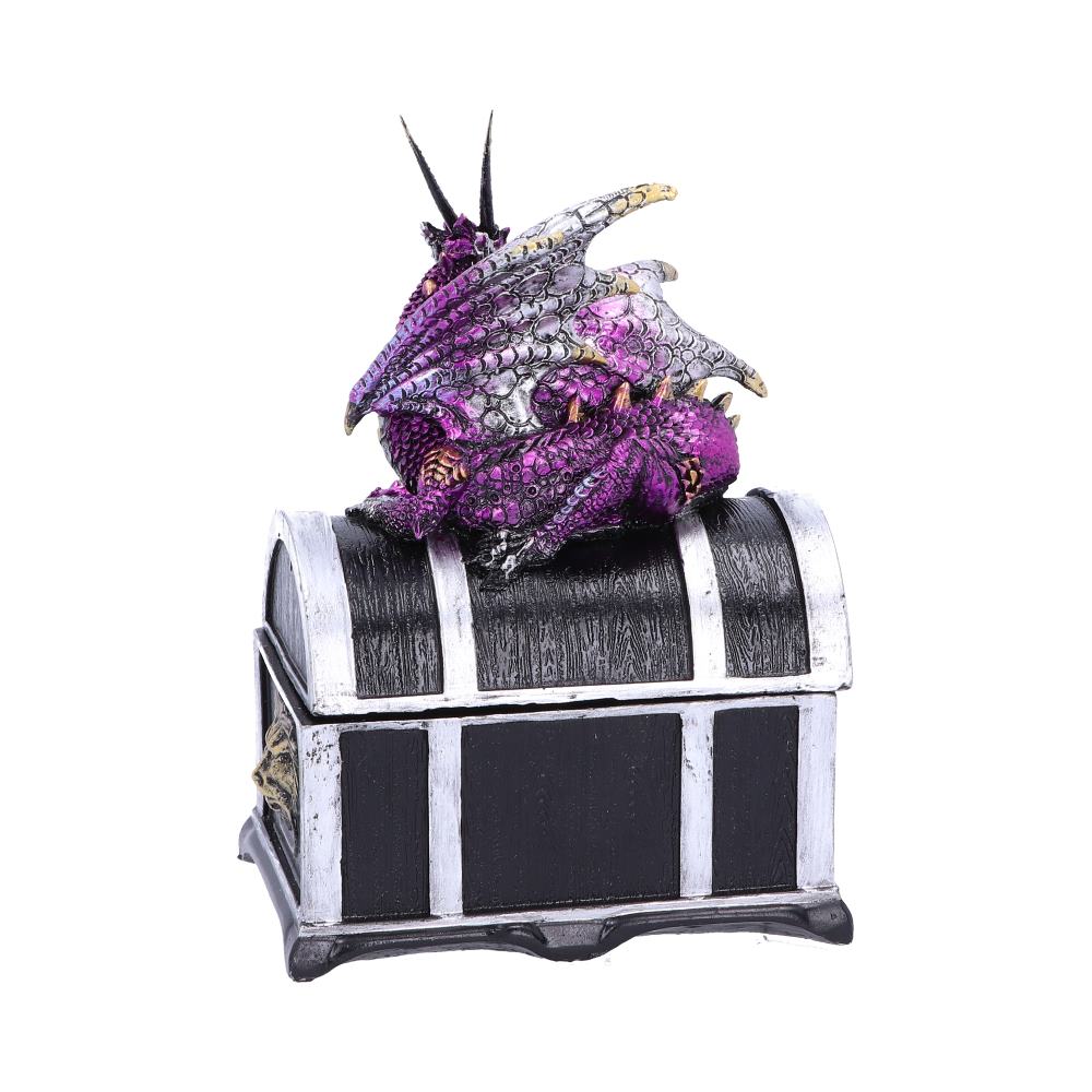 Reptilian Riches 15cm - Dragon Sitting on a Treasure Chest Storage Box