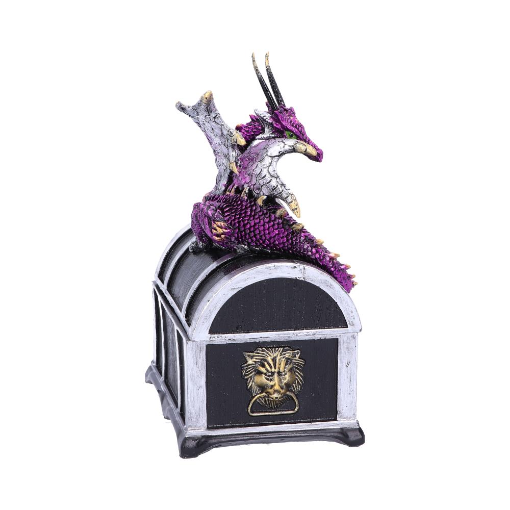 Reptilian Riches 15cm - Dragon Sitting on a Treasure Chest Storage Box