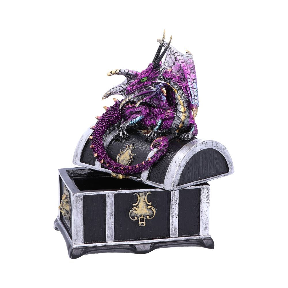 Reptilian Riches 15cm - Dragon Sitting on a Treasure Chest Storage Box