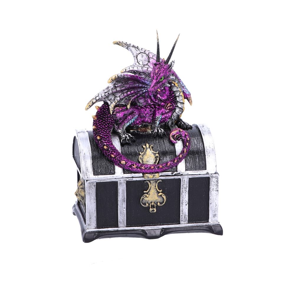 Reptilian Riches 15cm - Dragon Sitting on a Treasure Chest Storage Box