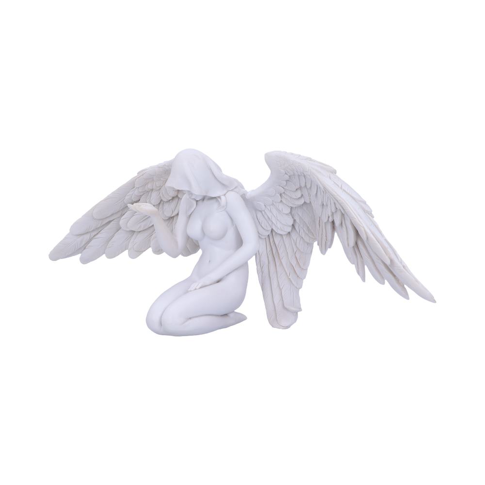 White Angels Offering Kneeling Caped Angel Figurine 38cm