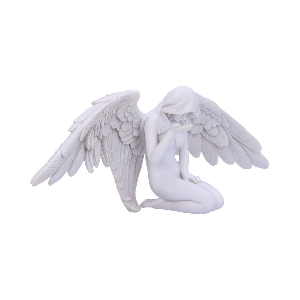 White Angels Offering Kneeling Caped Angel Figurine 38cm