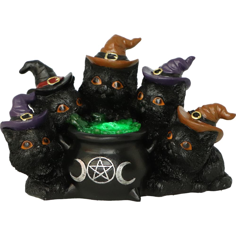 Kindle's Potion Light Up Cats and Cauldron Ornament 18.5cm
