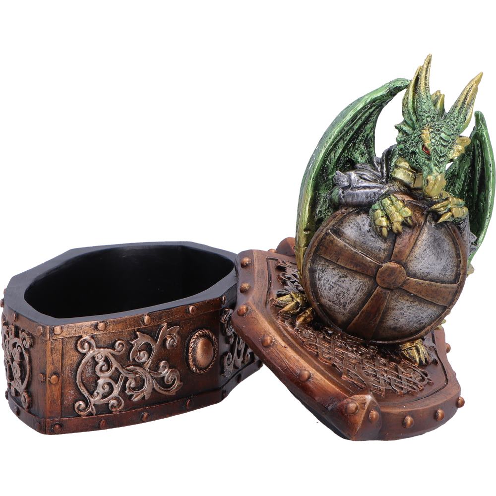 Hoard Protector Box (Green) - Green Dragon Shield on Shield Box 13.4cm