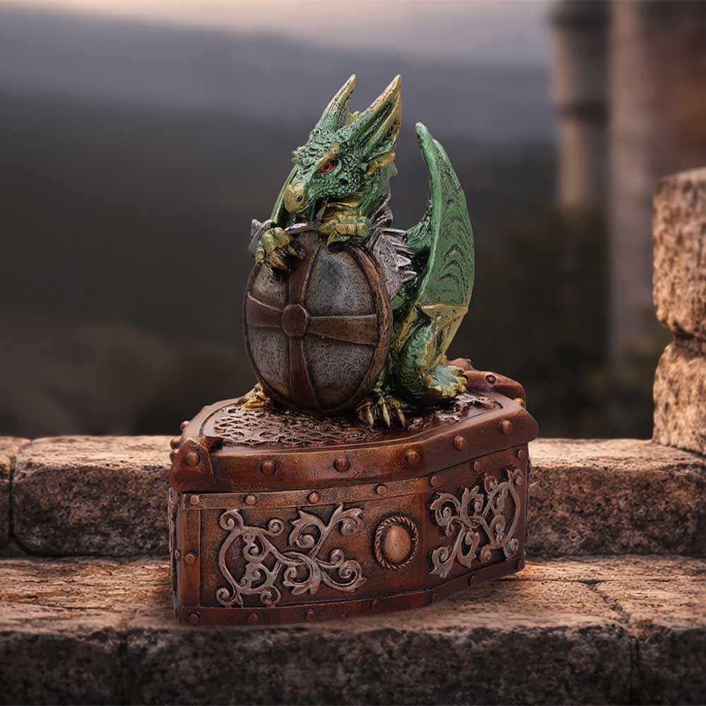 Hoard Protector Box (Green) - Green Dragon Shield on Shield Box 13.4cm